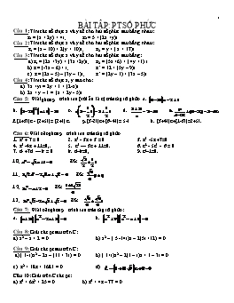 Bài tập Giải các phương trình số phức