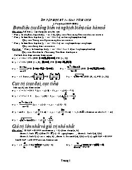 Bài tập Ôn tập học kì I Giải tích lớp 12 năm học 2009-2010 - Chuyên đề: Đơn điệu (sự đồng biến và nghịch biến) của hàm số