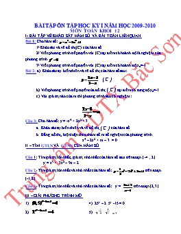 Bài tập Ôn tập học kì I môn Toán lớp 12 năm học 2009-2010