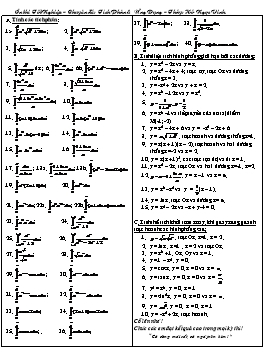 Bài tập ôn thi Tốt nghiệp về Tích phân và ứng dụng