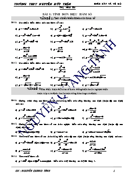 Bài tập về khảo sát và vẽ đồ thị hàm số - Nguyễn Quang Tánh