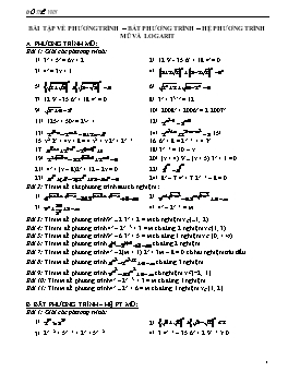 Bài tập về Phương trình - Bất phương trình - Hệ phương trình mũ và logarit - Đỗ Thế Vinh