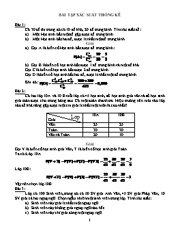 Bài tập về Xác suất thống kê có đáp án