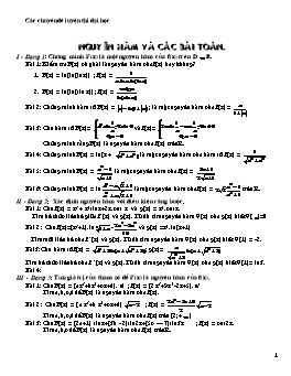 Các bài toán nguyên hàm dùng cho học sinh khá giỏi và ôn thi Đại học