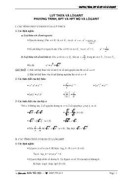 Các phương pháp giải phương trình, bất phương trình, hệ phương trình mũ và lôgarit