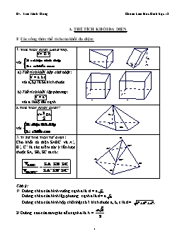 Chuẩn kiến thức Hình học Lớp 12 - Thể tích khối đa diện - Trần Minh Hùng