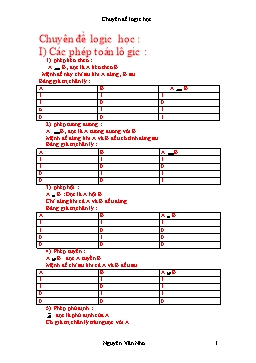 Chuyên đề Logic học - Nguyễn Văn Nho