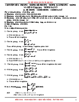 Chuyên đề Ôn thi Đại học - Phương trình, hệ phương trình, bất phương trình và hệ bất phương trình đại số - Phạm Ngọc Thụy