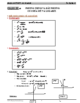 Chuyên đề Ôn thi Đại học về Phương trình, bất phương trình có chứa mũ và logarit - Phạm Xuân Trung