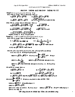 Chuyên đề Ôn thi Tốt nghiệp về Phương trình, bất phương trình vô tỷ - Nguyễn Thị Ngọc Minh