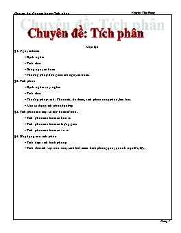 Chuyên đề về Nguyên hàm - Tích phân - Nguyễn Tiên Phong