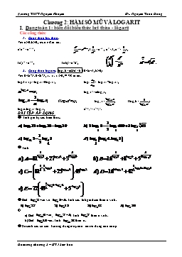 Đề cương Ôn tập chương II: Hàm số mũ và logarit - Nguyễn Tuấn Dũng
