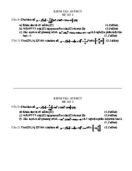 Đề kiểm tra 45 phút môn Toán lớp 12 kèm đáp án năm học 2009-2010