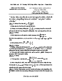 Đề thi HSG môn Toán lớp 12 Bảng A-B tỉnh Thanh Hóa năm học 2005-2006