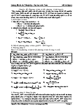 Hướng dẫn ôn thi Tốt nghiệp - Đại học môn Toán - Chuyên đề: Phương trình và bất phương trình logarit