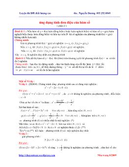 Luyện thi Đại học, Cao đẳng - Ứng dụng tính đơn điệu của hàm số phần 2 - Nguyễn Dương