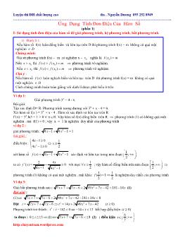 Luyện thi Đại học, Cao đẳng - Ứng dụng tính đơn điệu của hàm số phần 1 - Nguyễn Dương