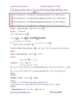 Luyện thi Đại học, Cao đẳng - Ứng dụng tính đơn điệu của hàm số để chứng minh bất đẳng thức phần 3 - Nguyễn Dương