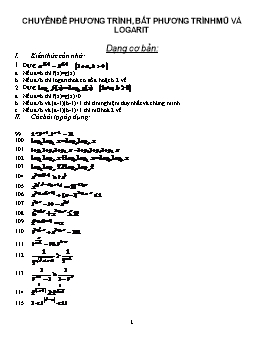 Luyện thi Đại học và Cao đẳng môn Toán - Chuyên đề Phương trình, bất phương trình mũ và logarit