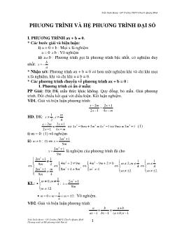 Phương trình và hệ phương trình đại số - Trần Xuân Bang