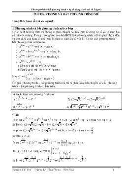 Tổng hợp kiến thức Phương trình - Bất phương trình - Hệ phương trình mũ và Logarit