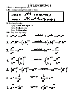 Bài tập Chương I: Phương trình mũ - Logarit - Giải tích 12