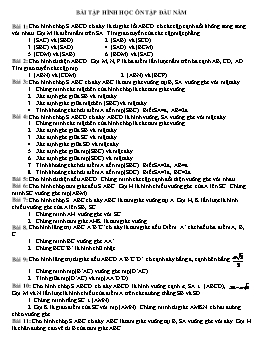 Bài tập Hình học 12 ôn tập đầu năm