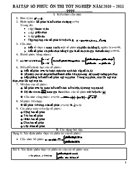 Bài tập Số phức ôn thi Tốt nghiệp năm 2010 – 2011