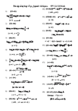 Bài tập tổng hợp về Phương trình, bất phương trình mũ và loogarit - Lê Sỹ Minh