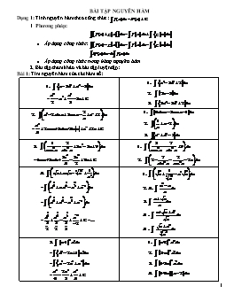 Bài tập tự luyện phần Nguyên hàm