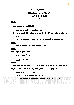 Bộ đề Ôn tập học kì I môn Toán lớp 12 ban Nâng cao