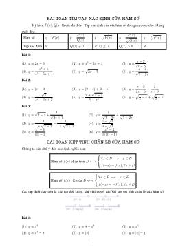 Các bài toán liên quan đến hàm số