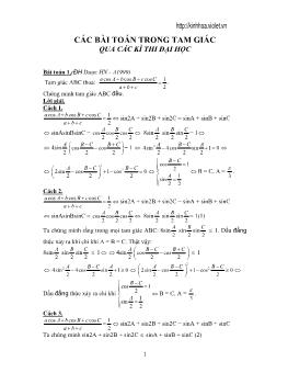 Các bài toán trong tam giác qua các kì thi Đại học