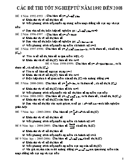 Các đề thi Tốt nghiệp từ năm 1992 đến 2008