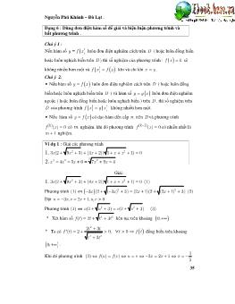 Chuyên đề Dùng đơn điệu hàm số để giải và biện luận phương trình và bất phương trình - Nguyễn Phú Khánh