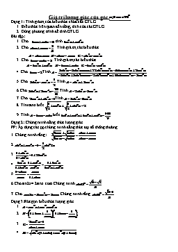 Chuyên đề Giá trị lượng giác của góc - Hình học 10