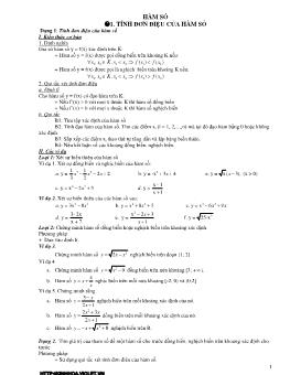 Chuyên đề Luyện thi Đại học môn Toán - Các bài toán về hàm số