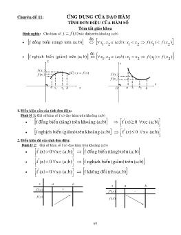 Chuyên đề luyện thi Đại học môn Toán - Ứng dụng của đạo hàm tính đơn điệu của hàm số