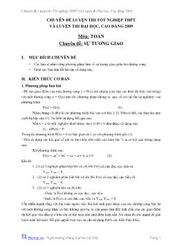 Chuyên đề luyện thi Tốt nghiệp THPT và luyện thi Đại học, Cao đẳng năm 2009 môn Toán - Sự tương giao