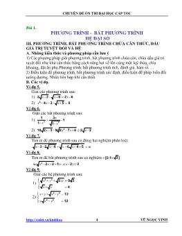 Chuyên đề Ôn thi Đại học cấp tốc - Phương trình, bất phương trình hệ đại số phần III - Vũ Ngọc Vinh