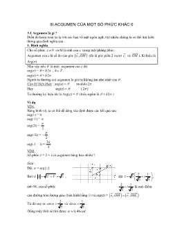 Chuyên đề Số phức ôn thi Đại học - Acgumen của một số phức khác 0
