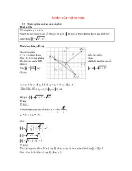 Chuyên đề Số phức trong ôn thi Đại học - Mođun của một số phức