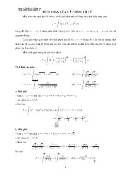Chuyên đề Tích phân của các hàm vô tỷ
