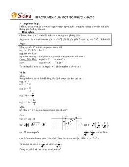 Chuyên đề Toán học 12 - Acgumen của một số phức khác 0