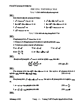 Chuyên đề về Phương trình bậc hai - THPT Chuyên Nguyễn Đình Chiểu