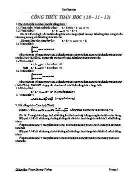 Công thức Toán học ( 10 – 11 – 12) - Phạm Quang Thông