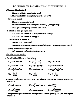 Đề cương Ôn tập kiểm tra 1 tiết Chương I Giải tích 12