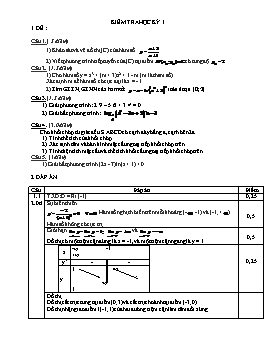 Đề kiểm tra học kỳ 1 môn Giải tích 12 có đáp án