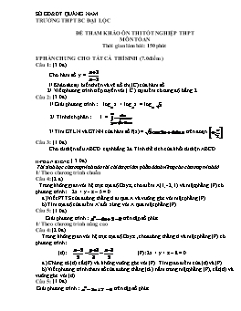 Đề tham khảo Ôn thi Tốt nghiệp THPT môn Toán - THPT BC Đại Lộc