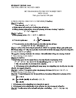 Đề tham khảo Ôn thi Tốt nghiệp THPT môn Toán - THPT BC Nguyễn Hiền
